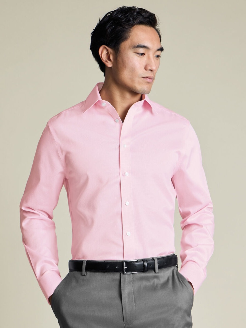Non-Iron Twill Puppytooth Shirt – Pink
